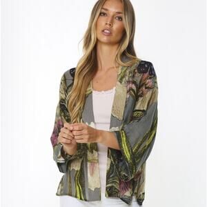 One Hundred Stars Kew Passion Flower Kimono Royal Botanical Gardens Boho Top OS